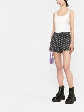 Alexander Wang BITE SHORT W/ WHITE LOGO - GREY AGED/WHITE size 27